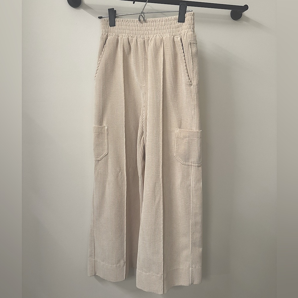 Urban Outfitters Cream Corduroy Wide-Leg Pants